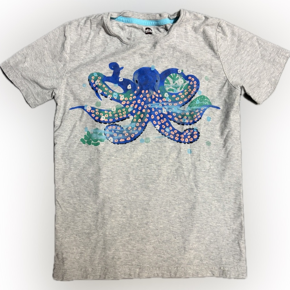Tea Collection Gray Octopus Kids T-Shirt 10